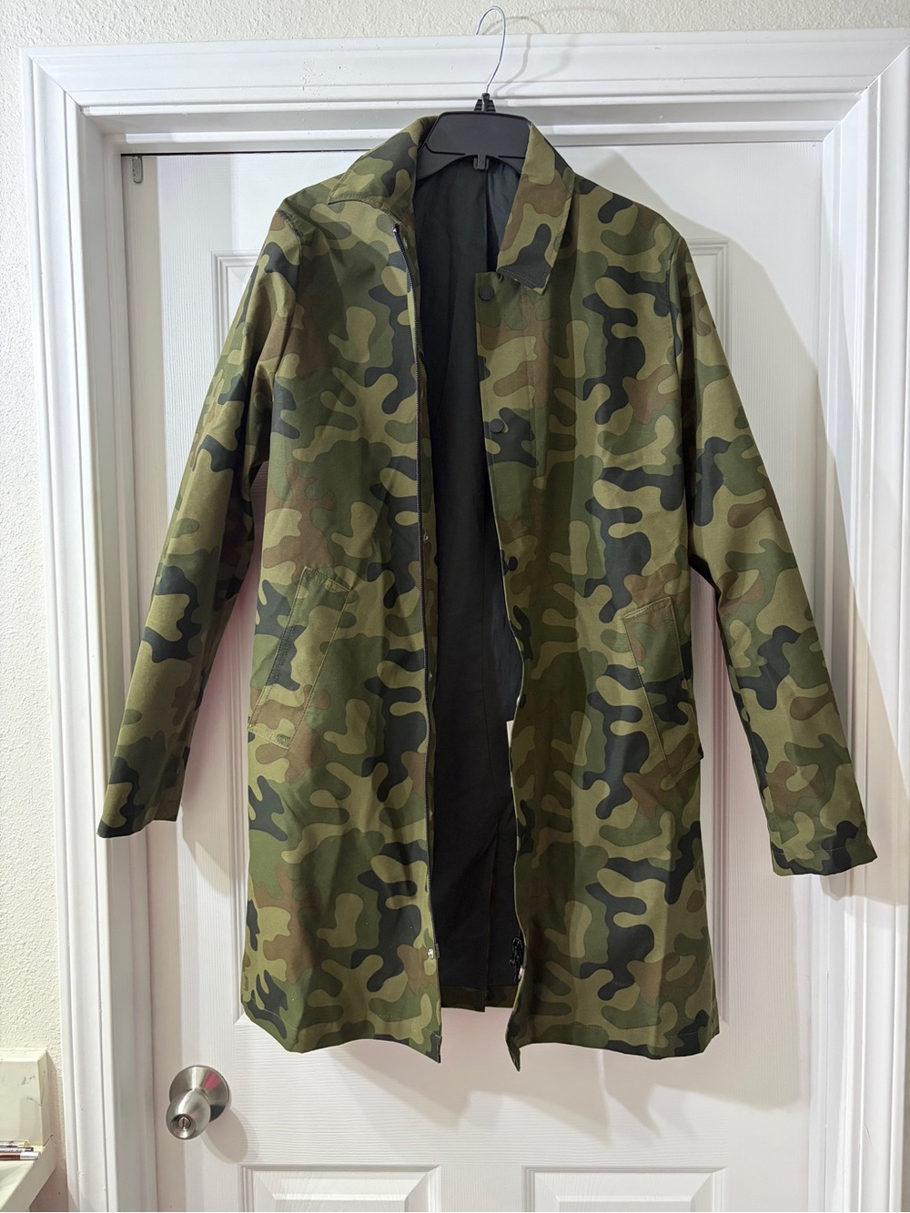 BNWT Samsøe Samsøe Camo Men's Long Utility Jacket Green Camouflage